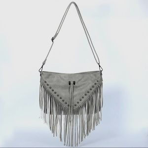 Fabulous Chic Fringe Grey  Leather bag